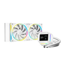 DeepCool LM240 Liquid CPU Cooler, 2.4" Display, 240mm Radiator, 2x 120mm FL12 SE aRGB Fans, 2400 RPM Fan Speed, 66.23 CFM AirFlow, Hydro Bearing Type, White | R-LM240-WHDMMC-1